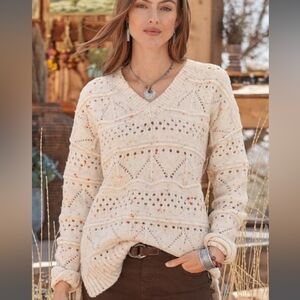 Sundance Cream V-Neck Sweater